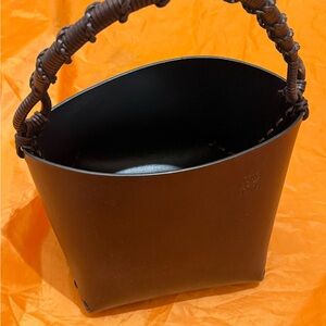 Loewe Brown bucket Leather Handbag with Woven Handle